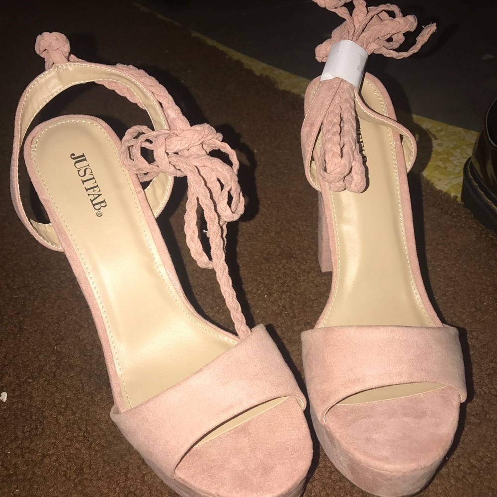 PINK SUED LACE UP HEALS